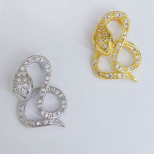 Python-hangerbedel, 18k goud gevuld, pavé zirkoon serpentijnhanger, dierenhanger voor oorbellen, armbanden, ketting maken-LT2943