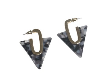 Black fashion earrings-retro triangular earrings-U-type geometric earrings