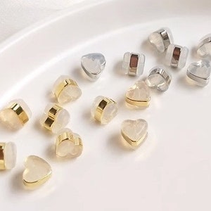 Ecrous d'oreilles dorés / argentés, supports de boucles d'oreilles en forme de coeur, bouchons de boucle d'oreille avec revêtements en caoutchouc, résultats de boucles d'oreilles DIY en gros -ED1011