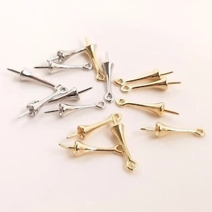 Porta perle conico placcato oro o argento 16X3,5mm Connettore per ciondolo a coppa di perle per collana orecchini creazione di gioielli - lt2157