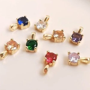 10pcs+square zirconia inlaid earring pendant, necklace pendant, colorful crystal pendant charm, DIY jewelry supply - DZ1021
