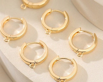 18k Gold Plated Hoop Earrings Earrings with Hanging Hoop Delicate Ear Hooks, DIY Ear Hook Making Earrings Accessories Supply - LT1880