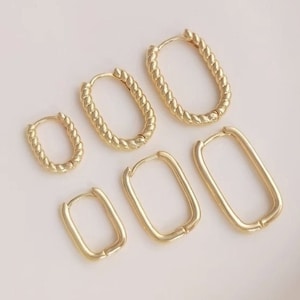 10 st. äkta guldpläterade rektangulära trådörhängen, pläterade, tvinnade mönsteröronkrokar, örhängestillbehör, hävstångsörhängen grossist-LT1190