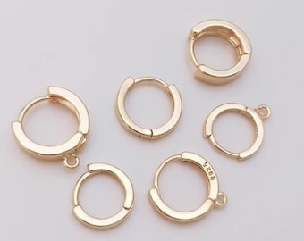 10+ Round Leverback Ear Hooks，with Open Jump Ring，14K gold, lever round ear hooks, Hoop Earring Components, sturdy huggies  - LT1218
