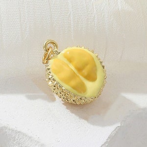 14K Gold Plated Yellow Durian Charms, Delicate Yellow Durian Fruit Charm Pendant, Bracelet Necklace Charm, Jewelry Making finding- LT2873