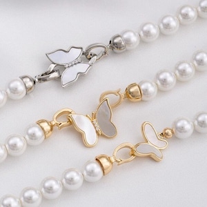 White shell filling bow connectors, necklace buckles, locks, lock rings, closure buckles, necklaces, jewelry making accessories, -lt2144