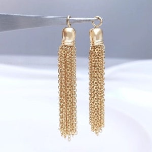 10 pezzi + ciondolo con nappa a catena in oro 14 carati, ciondolo fai da te per orecchini, ciondolo per collana, ciondolo per gioielli Discovery - LT2004