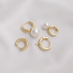 14/16/20mm, 14K Real Gold Plated Circle Earrings, Lever Type Round Earring Loops, Earrings Accessories Supply - LT1206