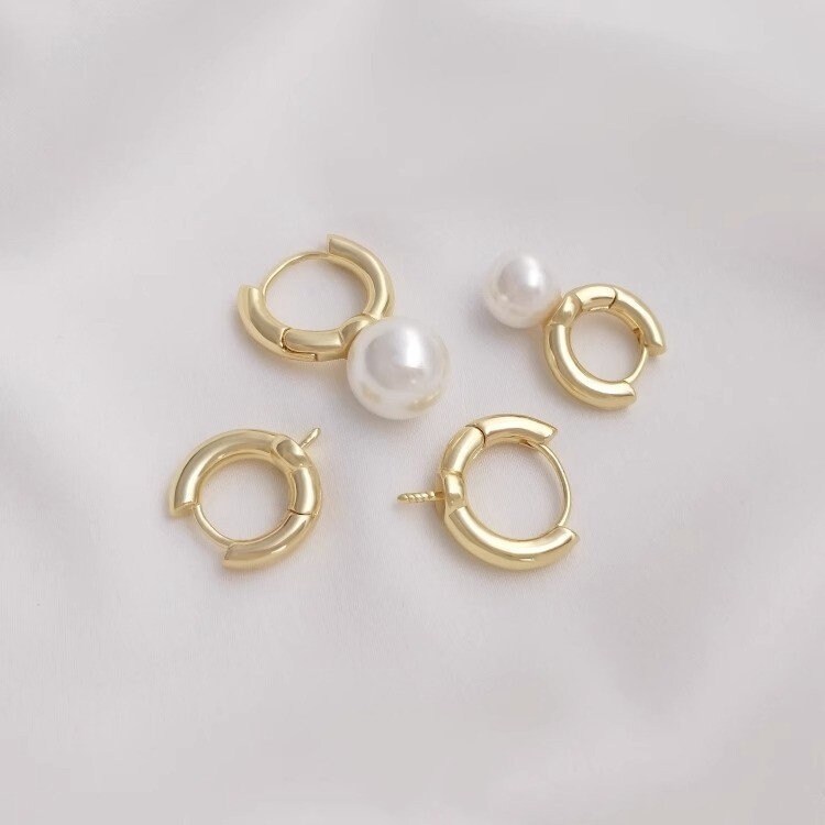 14/16/20mm, 14K Real Gold Plated Circle Earrings, Lever Type Round ...