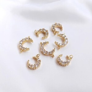 Pavé CZ moon pendant charm, moon necklace charm connection, for necklace bracelet earring accessories, handicraft accessories supply-DZ1002