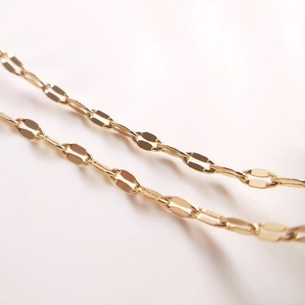 1M/92M oval chain, extended chain, 14K copper plated gold, used for women's bracelet necklace ankle production chain adjustment - LT1232