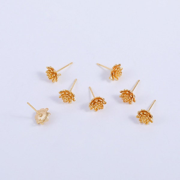 10pcs+ 18K gold-plated, Flower earrings, S925 earrings with hoops, DIY earring accessories, 16x8.5mm,earring material supply- LT1836