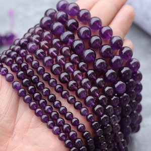 Natürliche Amethyst Lose Perlen 4mm-12mm Lila Trauben Runde Perlen Halb fertig DIY Armband Halskette Bead Zubehör - LT2819