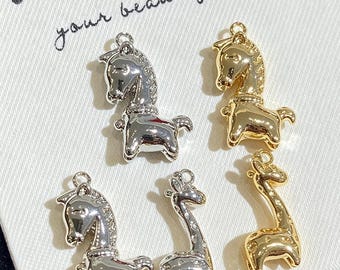 18K Gold Plated,Platinum Animal Charms, Horse & Giraffe Pendants, DIY Jewelry Supplies,lt3939