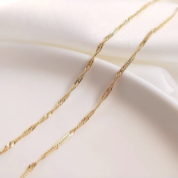 14K gold-plated chain, copper chain, water wave chain, semi-finished chain, chain supply - LT1244