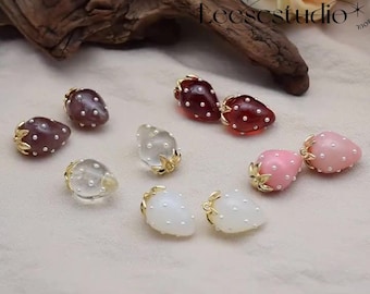 2-10pcs,Pearl Strawberry Charms,Strawberry Pendant,Resin Fruit Charms Pendants, DIY Bracelet Necklace Earring Jewelry Findings Craft -LT2886