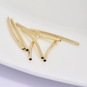 10pcs + Real Gold Plated Necklace Connecting Tube, Smooth Curved Fitting, 1.5x25mm, Bracelet Necklace Accessory finding-LT2711