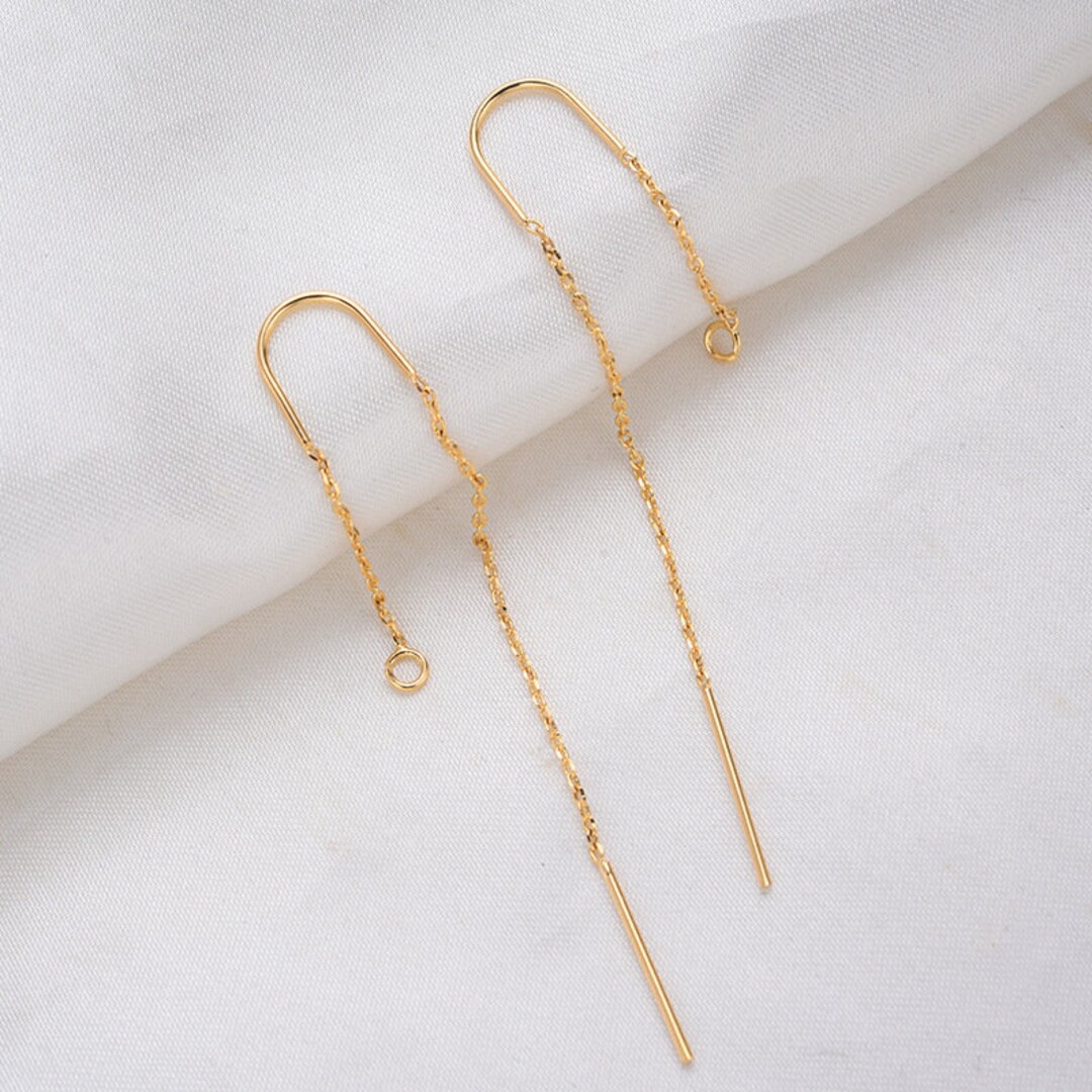 Gold U-shaped Chain Threader Earrings (69mm),2360 - Etsy