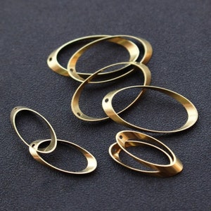 Raw brass diagonal ring 10 * 22/15.5 * 30mm brass single hole oval earring pendant DIY jewelry pendant, DIY jewelry supply - LT1776