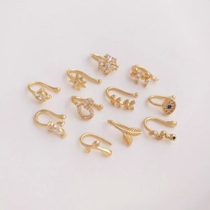 4PCS+14K Gold Plated, Nose Clip Without Punching Nose Nail, Multi-Purpose ear bone clip, ear clip nose ring, puncture accessory - LT1213