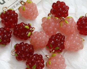 Resin Fruit Charms Pendant, Raspberry Grape Charms,DIY Jewelry Accessories, Bracelet Necklace Earring Findings Craft Supplies-LT2884