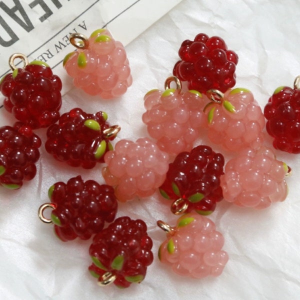 Resin Fruit Charms Pendant, Raspberry Grape Charms,DIY Jewelry Accessories, Bracelet Necklace Earring Findings Craft Supplies-LT2884