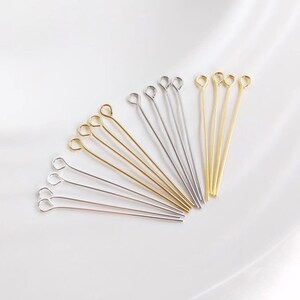 Gold Silver, 26-40mm, Color Preserving Gold Accessories, 9-pin Beaded Needle, Round Head T-Needle, DIY Accessories Supply-lt2156