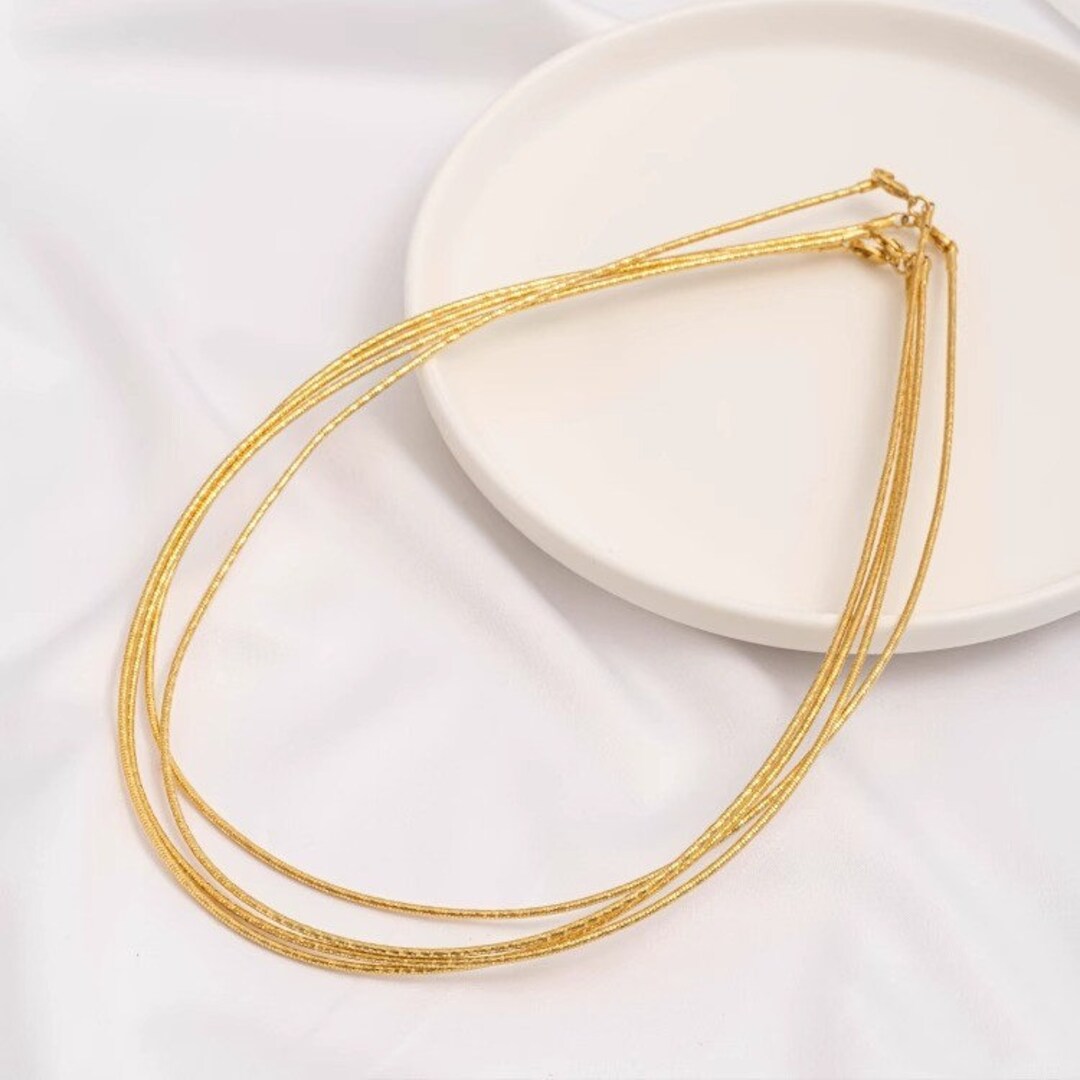Frosted Chain Golden Frosted Clavicle Chain, Memory Rebound Necklace, Handmade ...
