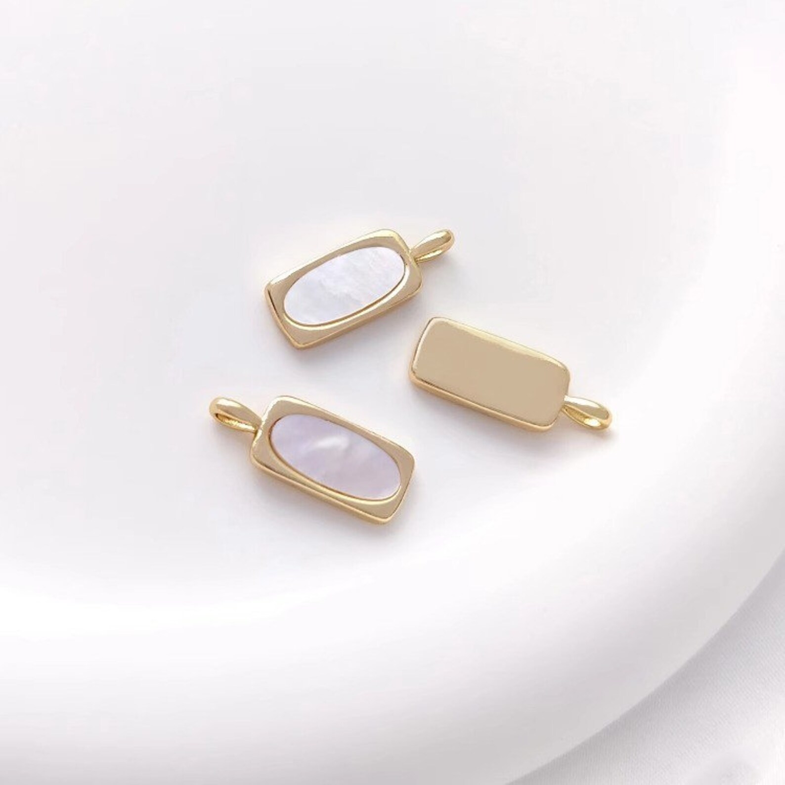 Mother Shell Natural Mother Shell Pendant,nacre Charm, 14K Genuine Gold Edging, Love ...