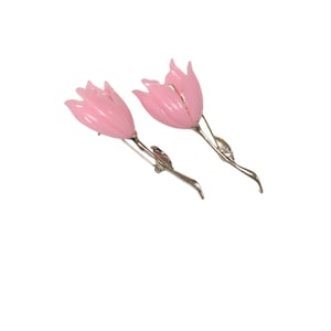 Pink tulip dessert, plant flower breast flower-clothing with chest flower-porcelain, copper gold-plated needle