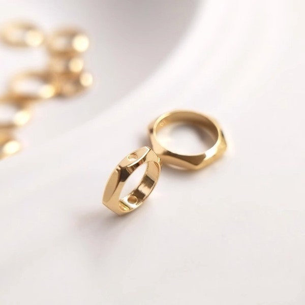 10pcs+14k gold 6 sided connection circle, jewelry spacer, bracelet spacer, beads, jewelry hanging clip, jewelry production supply - LT1154