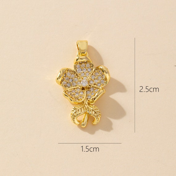 9 Styles of Zircon Flower Necklace Charm, CZ Flower Necklace Charm