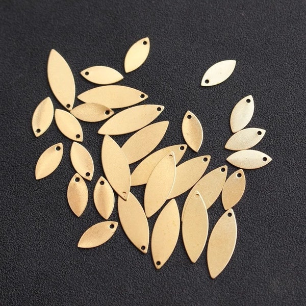 100pcs+DIY raw brass earring accessories charm, perforated horse eye shaped pendant, brass rough earring irregular pendant supply - LT1777