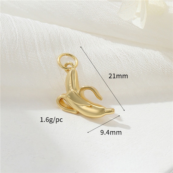 14K Gold Plated Gold Banana Charm, Delicate Banana Fruit Charm