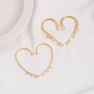 10pcs+14K gold earrings with multiple hanging loops and loop connection, DIY ear clips without holes, tassel ear hook connection LT1990