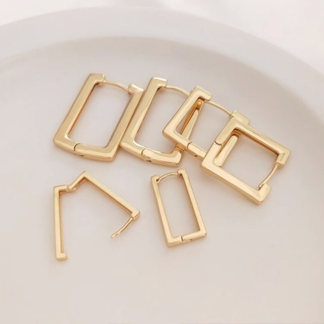 Rectangular Ear Clips 10pcs Rectangular Ear Hook, Square, Earrings 9/10/18/20mm,gold Plated ...