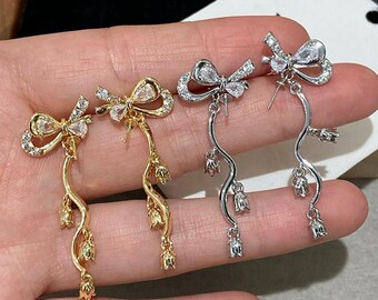 10PCS+Bow Lily of the Valley Pearl Earring Settings,18K Gold & Silver Tone Dangle Earring Blanks,DIY Pearl Jewelry Findings for Women,LT3950