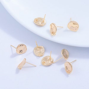 10pcs+Mirror concave convex circular silver needle earrings, DIY earring accessories wholesale, 13x10mm,earring material supply-LT1835