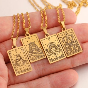 Ciondolo rettangolare per carte dei tarocchi placcato in oro 18k, ciondolo per carte da gioco quadrato per collane, ciondoli per bracciali, accessori per la creazione di gioielli - LT3032