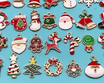 Christmas oil drop necklace pendant: Santa Claus charm, snowman pendant, reindeer charm - DIY jewelry making,LT3459