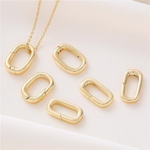 18k Gold Plated Oval Carabiner Clasp, Spring Clasp, Round Clasp Jewelry Clasp, Bracelet/Necklace Clasp, DIY Jewelry Supplies - lt1864