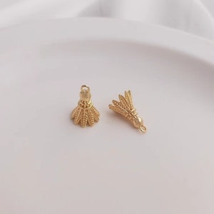 10pcs+color retention 14K copper wrapped real gold badminton pendant, diy necklace bracelet pendant earrings pendant - LT1722