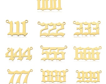 2PCS+18K Gold Filled Angel Number Charm Connector Lucky Number for Necklace Bracelet Component-LT2871