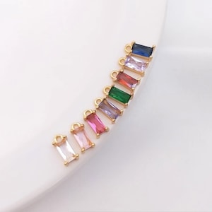 10 Stück + 14K vergoldet cz Anhänger, quadratischer Kristall Anhänger, quadratischer Charme, DIY Halskette Armband Anhänger, Ohrring Stud Anhänger, Verbinder LT1062