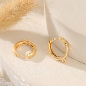 10 + Plated Real Gold Stick-Earrings, Minimalist Hoops, Smooth Round Copper Earrings, Round Earrings, Earrings Charm Finding-LT2396