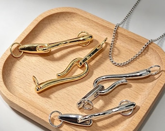 10pcs + Vintage Hook Clasp for Jewelry Making, Gold/Silver Plated, DIY Necklace Bracelet Findings, Minimalist Metal Connector - LT3957