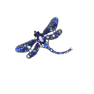 Blue vermiculite micro-inlaid broiler, small insect dragonfly chest flower-clothing with chest flower-copper gold-plated needle