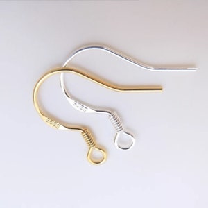 925 sterling silver ear hooks, gold plated 14K gold ear hooks, hypoallergenic ear hooks, DIY earring accessories finding-LT1076