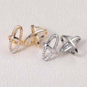 6 st, 18K guld-/silverpläterade Criss Cross örhängen, CZ-belagda X-formade örhängen, minimalistiska stapelbara öronsmycken, lt3759