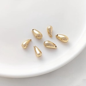 14K 金メッキペンダント、滑らかな水滴形の吊りビーズ三日月ペンダント、ジュエリー作り - LT1440